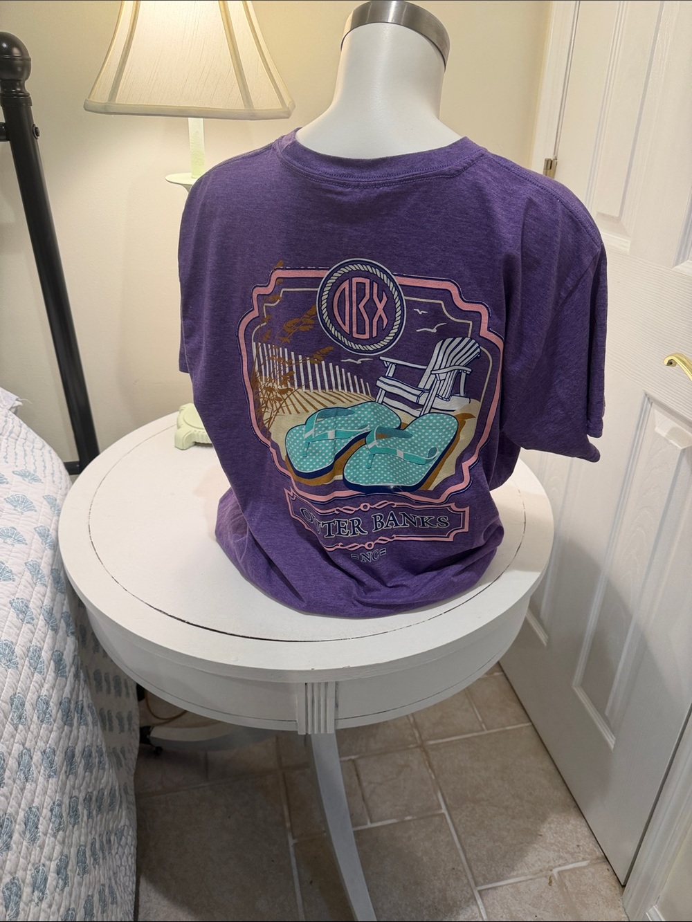 Outer Banks NC Purple Short Sleeve Tee Small Pink Chest Logo size XL women - Picture 3 of 9